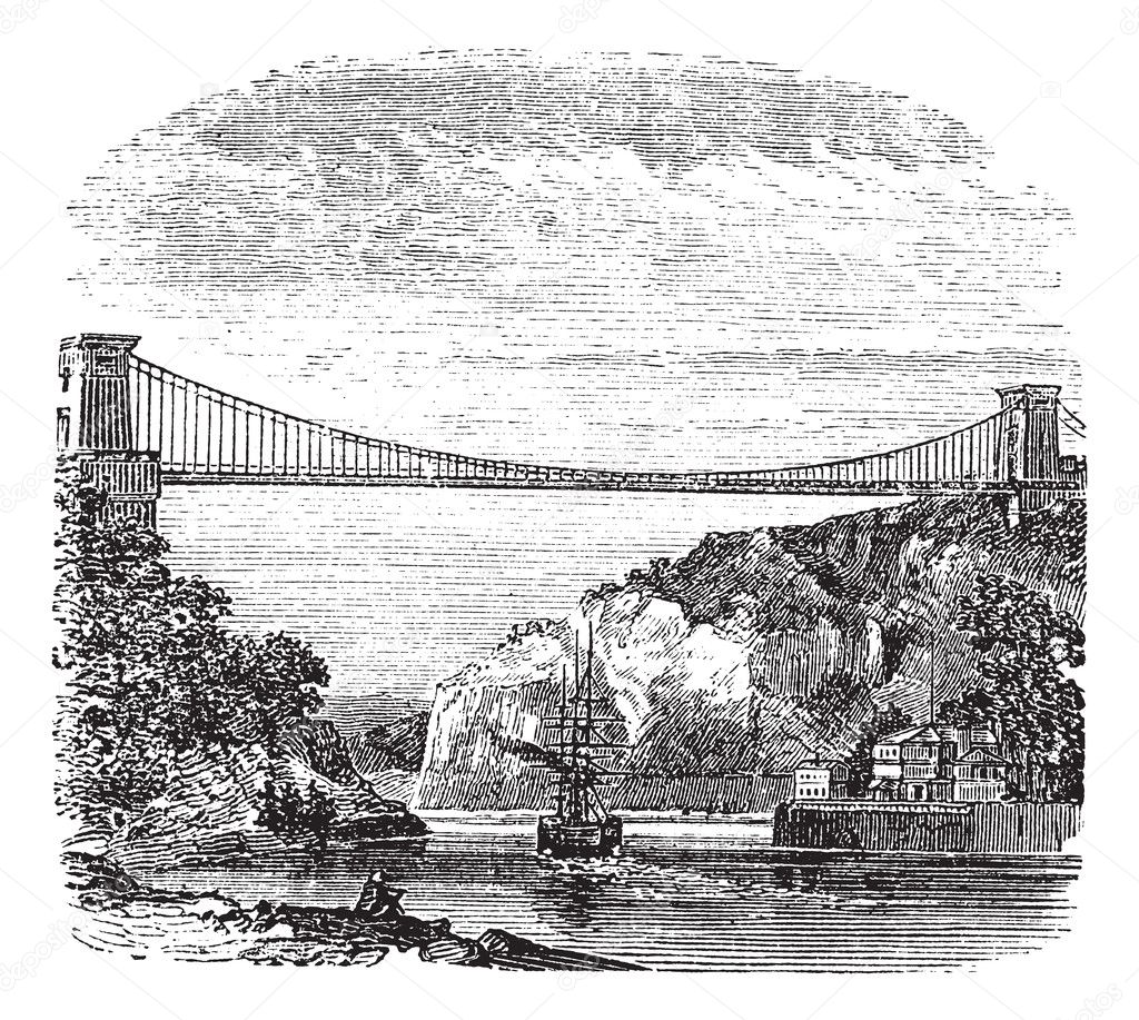 Clifton Suspension Bridge, in Clifton, Bristol to Leigh Woods, N
