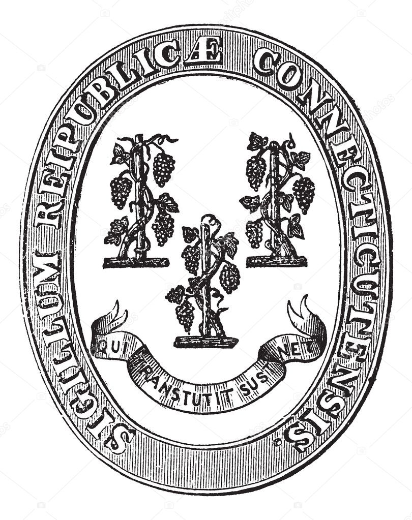 Seal of Connecticut vintage engraving