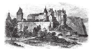 Castle Museum of Dieppe in Normandy, France, vintage engraving clipart