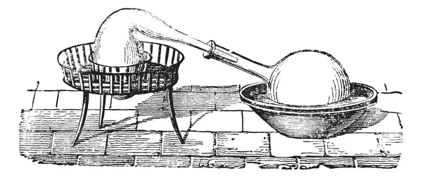 stock vector Simple Distillation Apparatus, vintage engraving