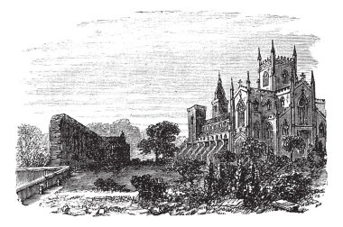 Dunfermline in Fife, Scotland, vintage engraving clipart