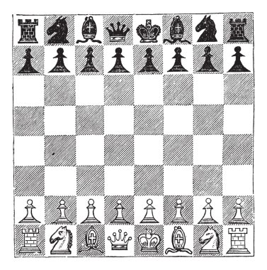 Chess, vintage engraving clipart