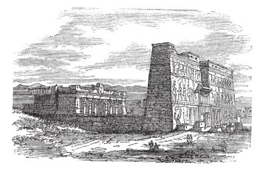 Edfu in Aswan, Egypt, vintage engraving clipart