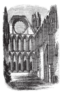 Elgin Cathedral in Moray, Scotland, vintage engraving clipart