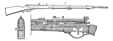 Prusya iğne-tüfek antika gravür