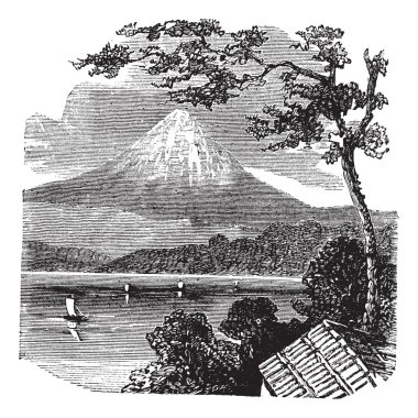 Mount fuji Japonya vintage oyma içinde