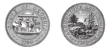 Great Seal of the State of Georgia USA vintage engraving clipart