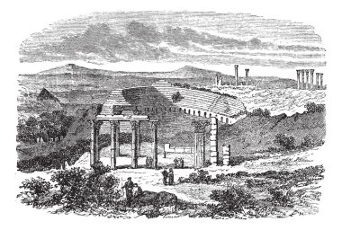 The ruins of Gerasa in Jordan vintage engraving