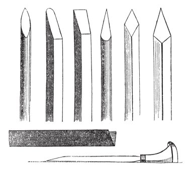 Wood carving hand tools vintage engraving clipart