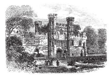 Battle Abbey, Hastings, East Sussex, England vintage engraving clipart