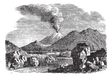 Hecla or Hekla a volcanic mountain of Iceland vintage engraving clipart