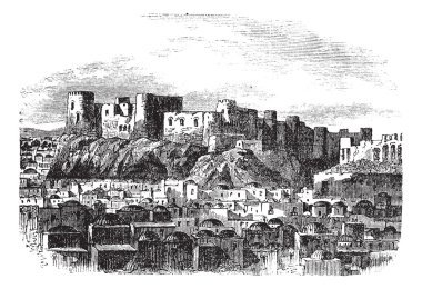 Citadel of Herat, Afghanistan vintage engraving clipart