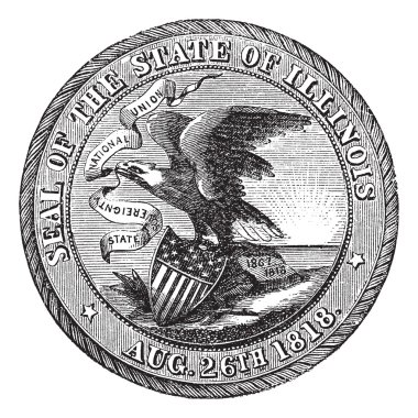 Great Seal of the State of Illinois USA vintage engraving clipart