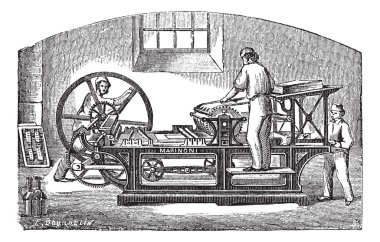 Marinoni printing press vintage engraving
