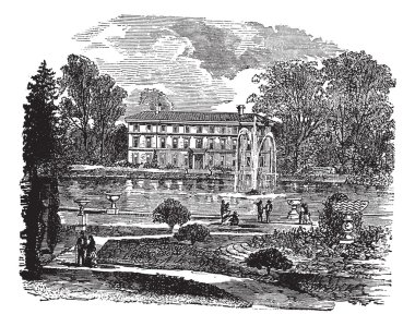 The Royal Botanic Garden and a view of Museum No. 1 vintage engr clipart