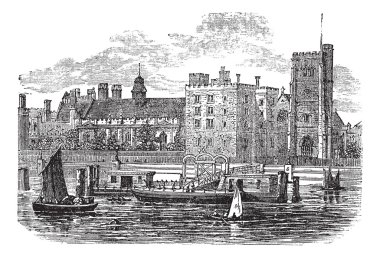 Lambeth Palace, London vintage engraving clipart