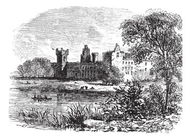 Ruins of Linlithgow Palace, West Lothian, Scotland, vintage engr clipart