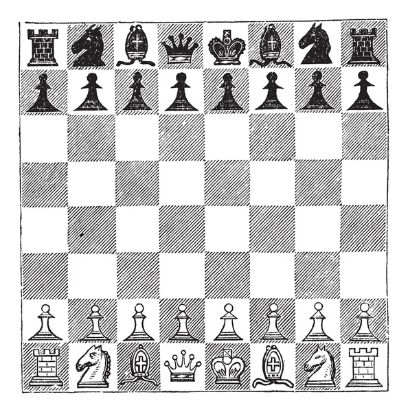 Schach, Jahrgangsgravur — Stockvektor