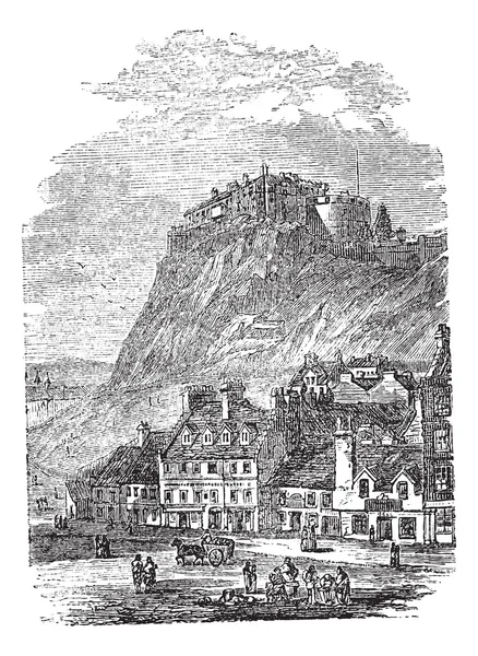 Edinburgh castle in scotland, vintage gravur — Stockvektor