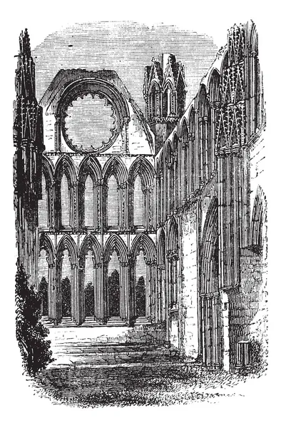 Elgin Kathedrale in Muräne, Schottland, Vintage-Gravur — Stockvektor