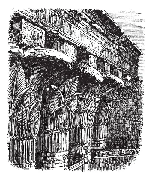 Grand portikus nebo příčné břevno v chrámu Chnum, v Esně, egy — Stockový vektor