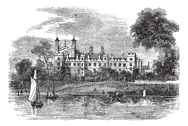 Eton College à Windsor, Angleterre, Royaume-Uni, engrav vintage — Image vectorielle
