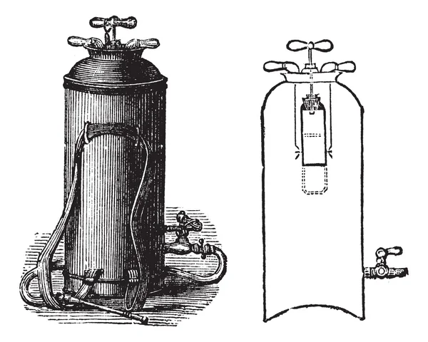Extintor de incendios, ilustración grabada vintage — Vector de stock