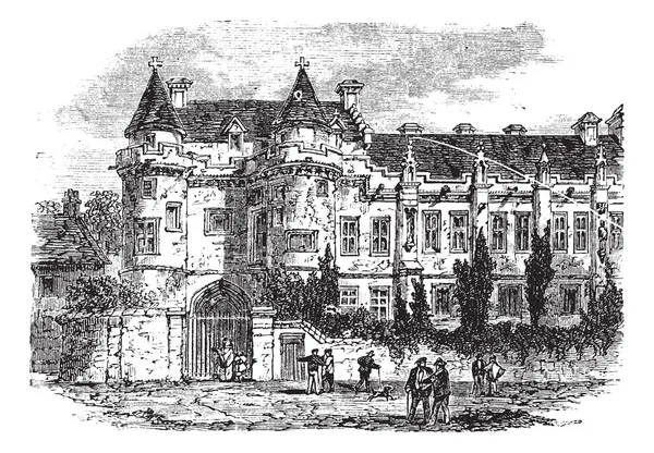 Φώκλαντ παλάτι στο fife, Σκωτία, Ηνωμένο Βασίλειο, εκλεκτής ποιότητας engra — Διανυσματικό Αρχείο