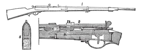 Prussiano agulha-rifle vintage gravura — Vetor de Stock