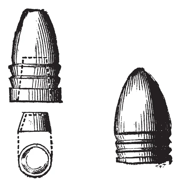 Minie Première boule et balle de 1849 gravure vintage — Image vectorielle