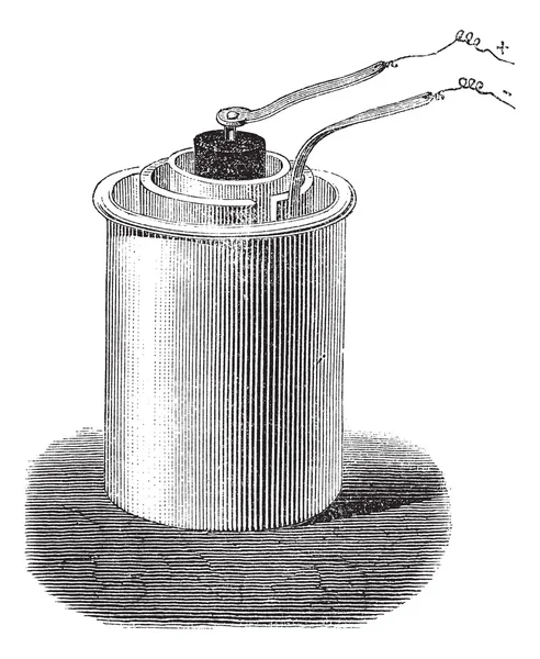 Cellule Bunsen ou batterie, gravure vintage . — Image vectorielle