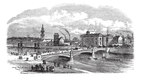 Альберт мосту в Глазго, Шотландія vintage гравіювання — стоковий вектор