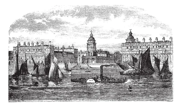 Greenwich nemocnici nebo královské nemocnice pro námořníky greenwich englan — Stockový vektor