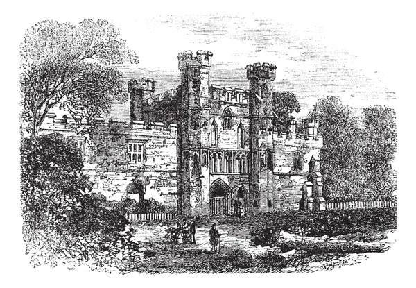 Battle Abbey, Hastings, East Sussex, England vintage engraving — 图库矢量图片