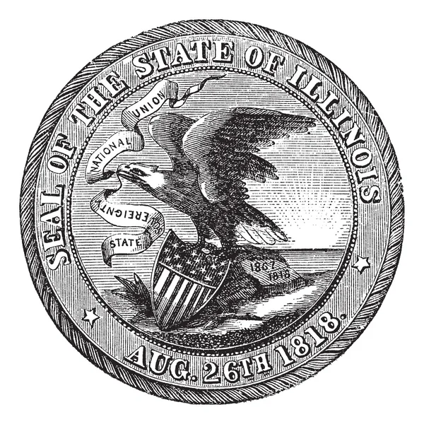 Great Seal of the State of Illinois USA vintage engraving — Stock Vector