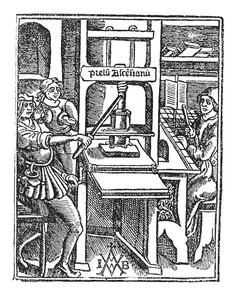 Винтовая гравировка пресса — стоковый вектор