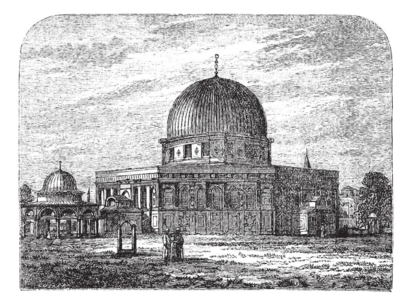stock vector Dome of the Rock in Jerusalem Israel vintage engraving