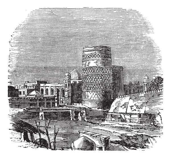 Mosquée du palais de Khiva gravure vintage — Image vectorielle