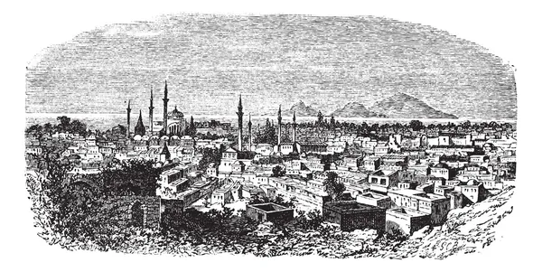 Konieh ou ville de Koniah anciennement connu sous le nom de gravure vintage Iconium — Image vectorielle