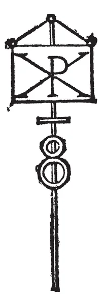 Labarum o símbolo Chi-Rho para el grabado de la vendimia de Cristo — Vector de stock