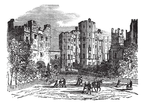 Castillo de Lancaster, grabado vintage de Lancashire — Archivo Imágenes Vectoriales