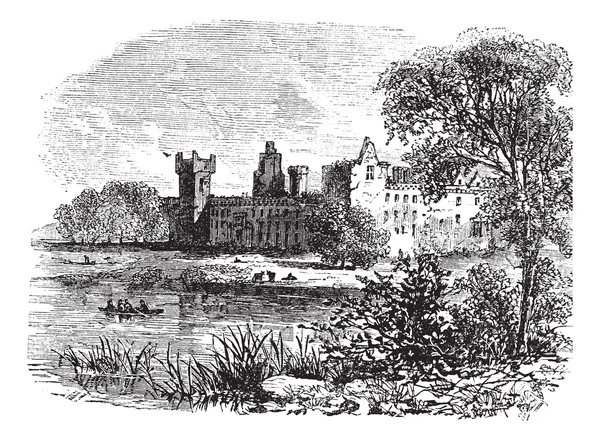 Руїни палацу велика, Західний Лотіан, Шотландія, vintage engr — стоковий вектор