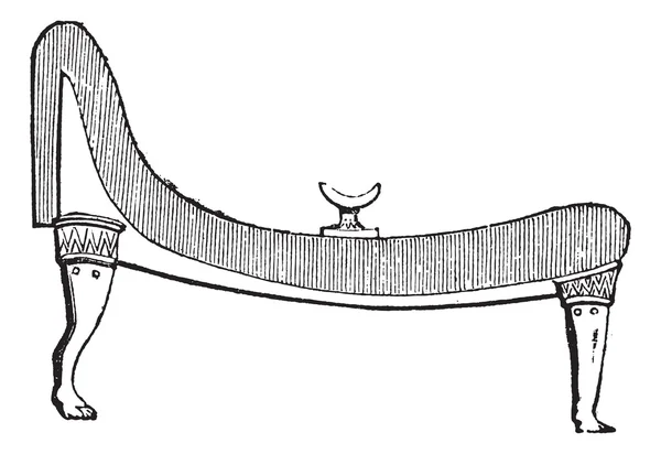 Antika egyptiska säng vintage gravyr — Stock vektor