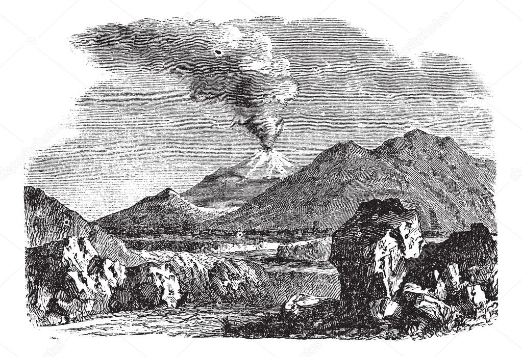 Hecla or Hekla a volcanic mountain of Iceland vintage engraving