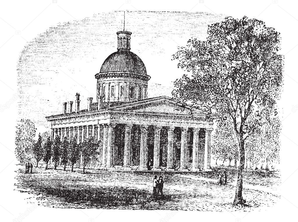 Indiana Statehouse in Indiana America vintage engraving