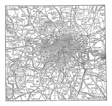 London and its environs vintage engraving clipart