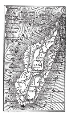 Map of Madagascar vintage engraving clipart