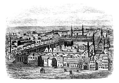 Grand Mosque in Mecca, vintage engraving clipart