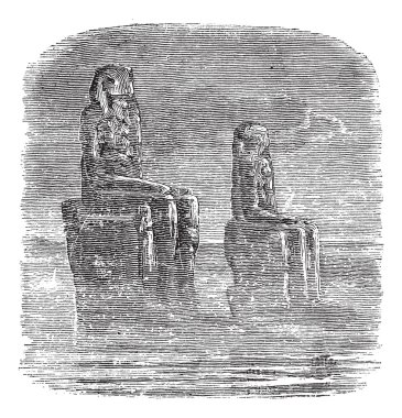 Statue of Memnon, Egypt, vintage engraving clipart