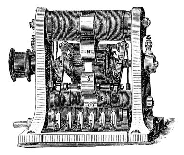 Machine program, vintage engraving clipart